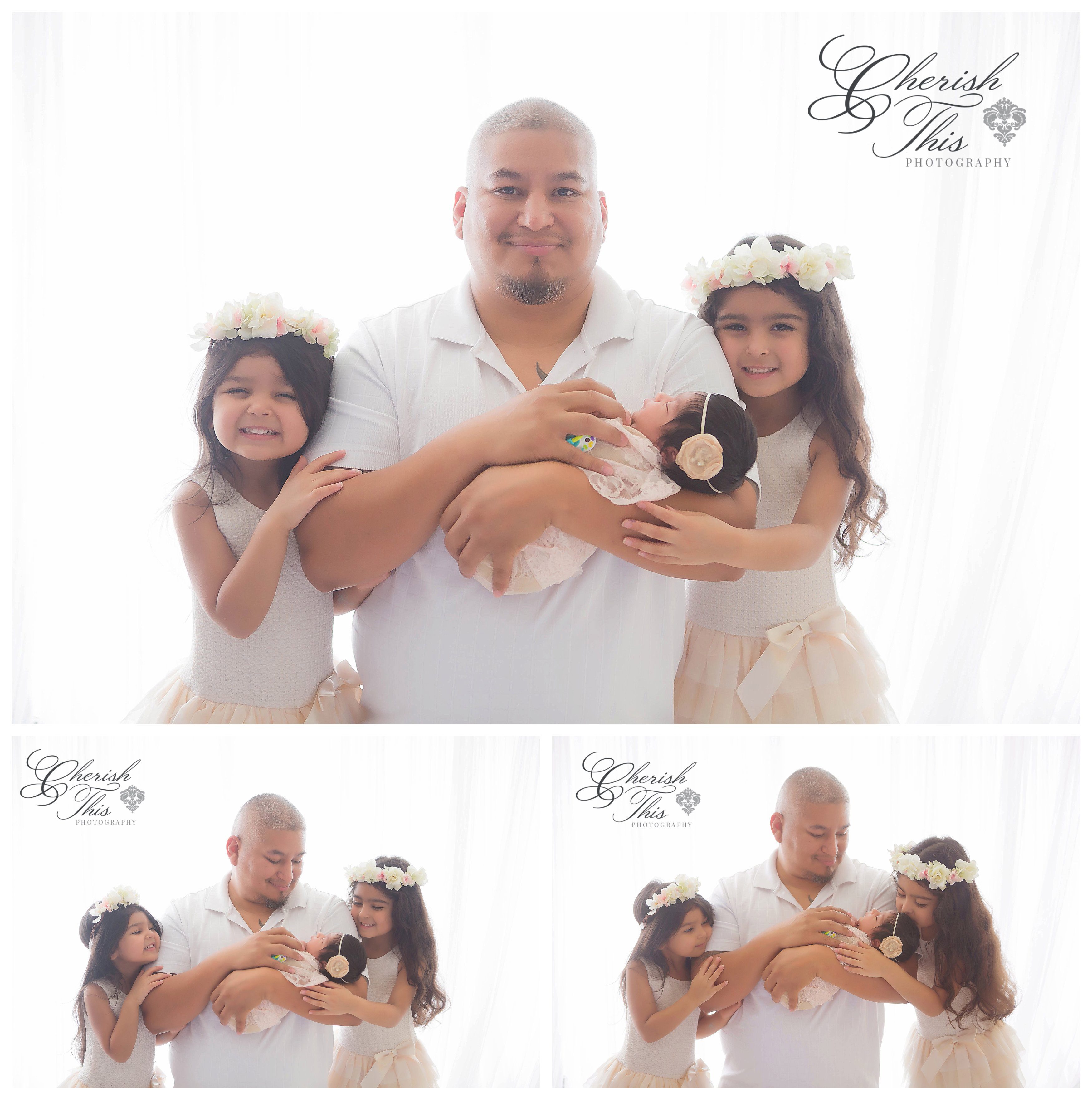 Houston Tx Newborn baby girl daddy sisters photo