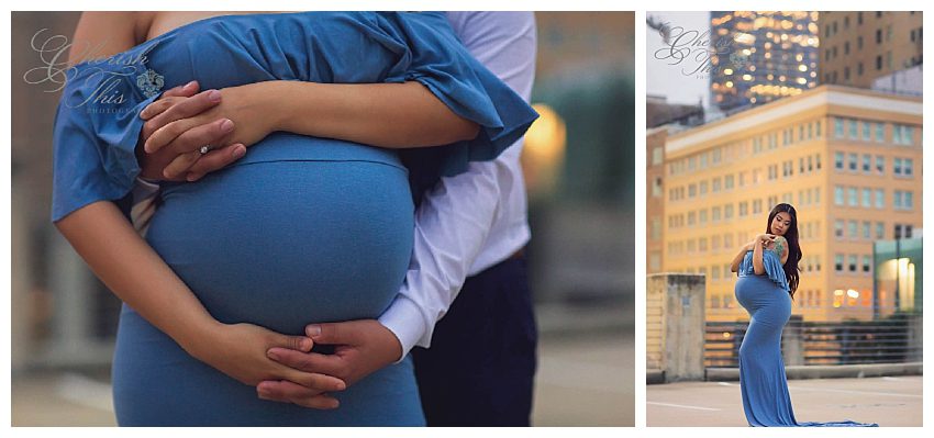 Downtown Houston Couture Maternity Photographer