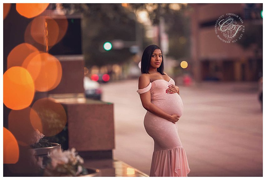 Downtown Houston Couture Maternity Photographer