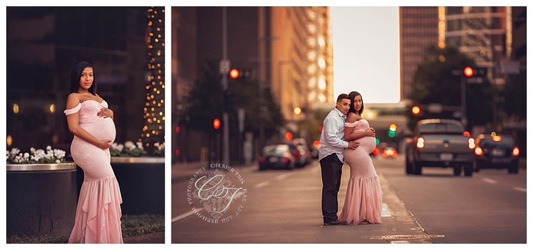 Downtown Houston Couture Maternity Photographer